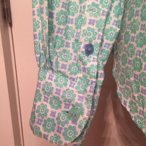 CAPE MADRAS TOP BUTTON DOWN WHITE BLUE PREPPY PRINT SIZE MEDIUM - Picture 4 of 7